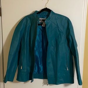 Jessica London blue women’s leather jacket. 16w